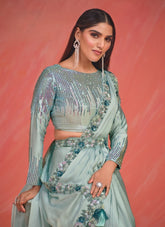 Elegant Designer Saree in Light Blue Colour